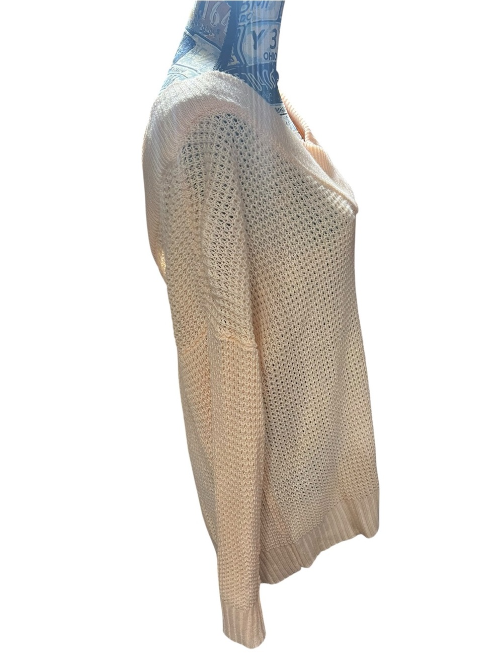 Preppy Whimsical Off The Shoulder Cottage Core Women's Light Peach Sweater Sz M - Picture 6 of 16